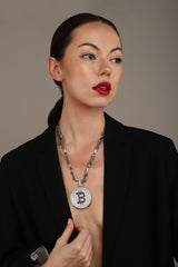 Bone chain + Bitcoin pendant